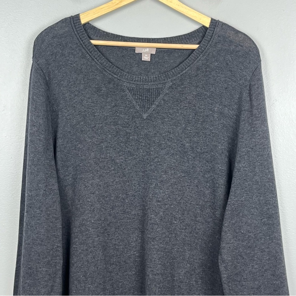 J.Jill gray 100% cotton knit crew neck sweater dress, size XL. - Picture 3 of 8